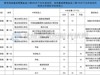 光项目投资主体出炉：国家能源集团、黄河水电等中标