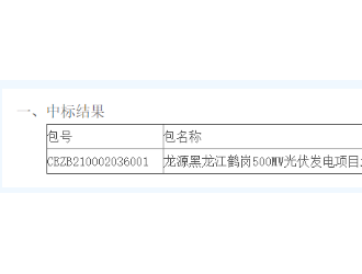 龙源电力黑龙江鹤岗500MW光伏北区逆变器采购中标结果公示