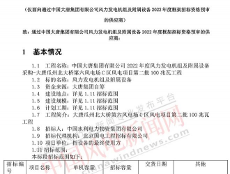 大唐1950MW风电项目开始招标！单机要求≥4MW